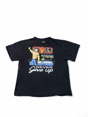 John Cena WWE 20 year anniversary never give up 8 bit double sided tee black L